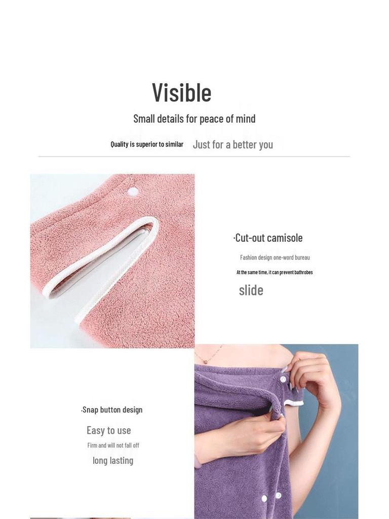 Top Star Pocket Absorbent Girls' Wearable Bath Towel Skirt - Soft Coral Fleece Bathrobe