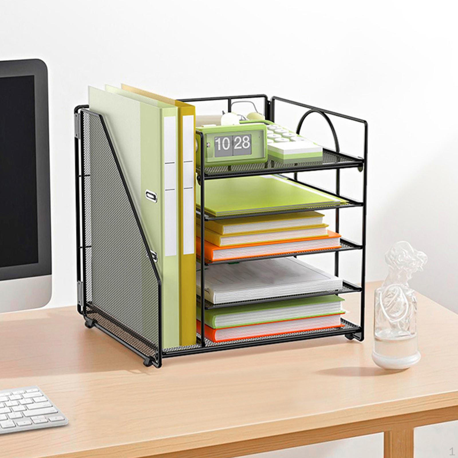 

Настольный органайзер для файлов, 5 слоев, аксессуары, прямоугольный, практичный, настольный сортировщик писем, бумага чёрный