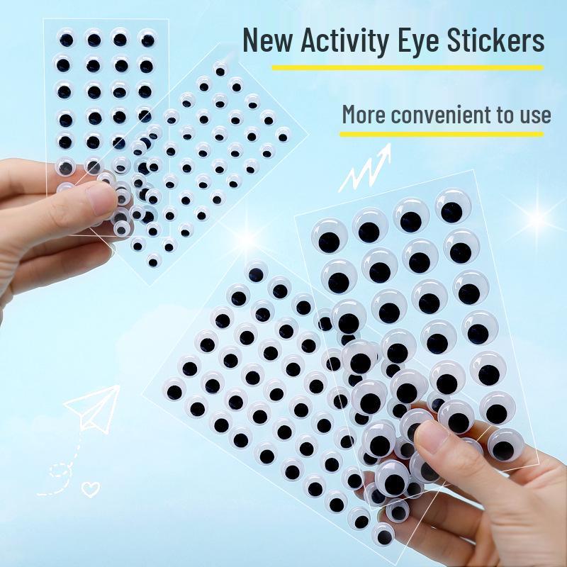 Black & White DIY 3D Googly Eyes with Adhesive Backing - Movable Eyeballs for Crafts & Animal Stickers