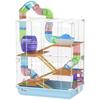 5 Tier Hamster Cage Carrier Habitat w/ Exercise Wheels, Tunnel, Light Blue