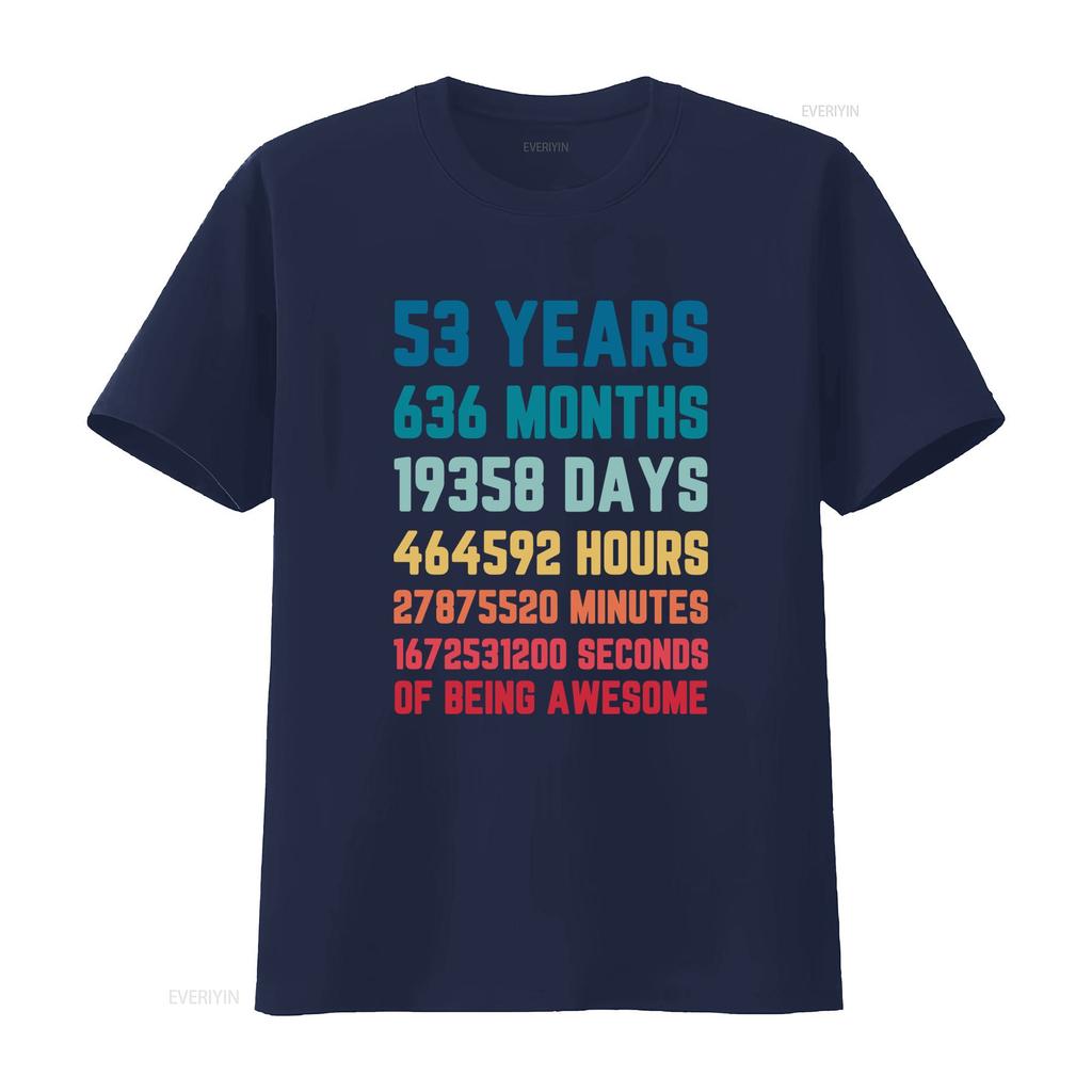 53 Jahre 636 Monate 19358 Tage Herren T-Shirt 100% Baumwolle 53. Geburtstag vintage gewaschen leicht lässig stilvoll Unisex