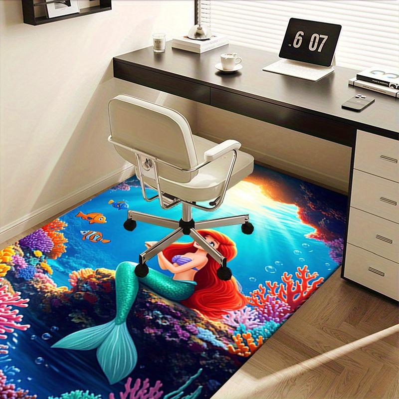 1pcOffice Carpet, Under Chair Rug, Gift for Home Decor, Mermaid Theme Underwater World Design