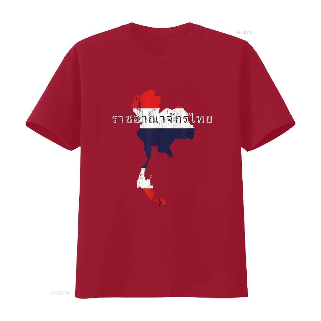 Thai Map and Flag Souvenir Distressed Thailand T Shirt vintage Washed Unisex Top For Everyday Wear Stylish streetwear Casual