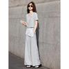 Women's Casual Two-Piece Jacket & Wide-Leg Pants Set