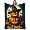 1pc Halloween Pumpkin Flannel Blanket - Soft & Warm 280gsm All-Season Cozy Throw with Jack-O'-Lanterns, Bats & Happy Halloween Lettering - & Orange Fa