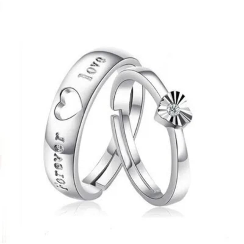 Fashion Exquisite Silver Color Pair Rings for Women Men Adjustable Couple Engagement Wedding Gift Jewelry Accessoires