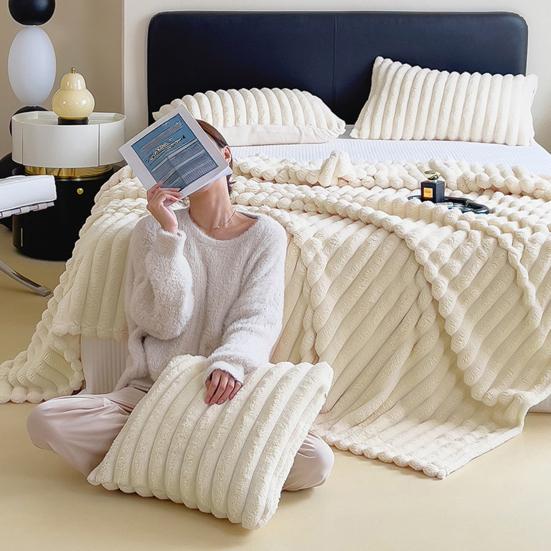 Yousheng Kids Throw Blanket Super Soft Imitation Rabbit-Fur Flannel Blanket Living Room Warm Blanket Home Decor