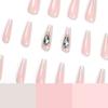 Nail sticker Removable nail piece Wearing nail, French white edge bare powder rhinestone nail patch Nail piece nails