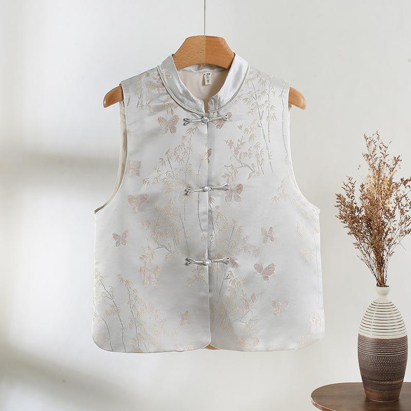 

2025 новый жаккардовый жилет на пуговицах женский вышитый модный жилет топ на раннюю весну XXXL [Recommended 138-75kg] небесно-голубой