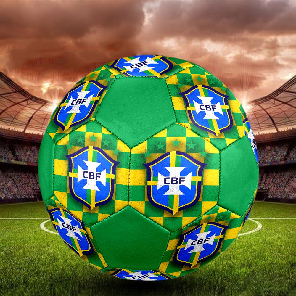 Pallone da Calcio Indoor CBF Brasile Colorato Per Tutte le Età Misura 5 Cucito a Macchina PVC Pronto per la Competizione Resistente Alto Rimbalzo