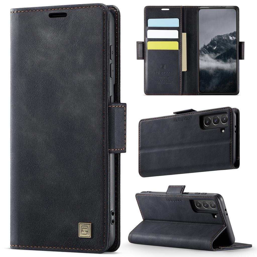 For Samsung Galaxy S21 Ultra 5G Case AUTSPACE A11 RFID Blocking Retro Leather Cell Phone Wallet Cover