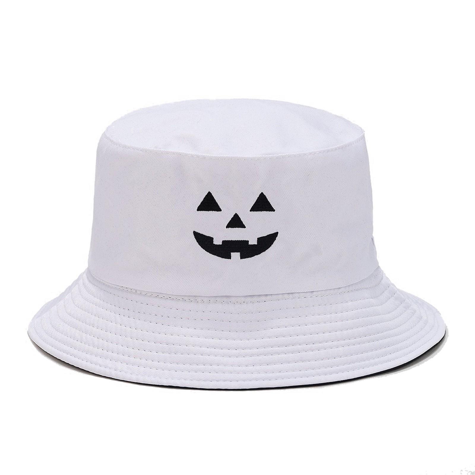 

Шляпы на Хэллоуин для мужчин и женщин, вышитые двухсторонние панамы, шляпы от солнца One Size белый