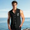Men's Fashion Printed Sleeveless Lapel Button-Down Shirt Vest Top