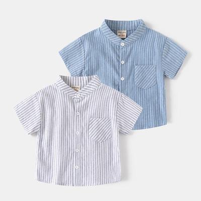 Camicia a maniche corte a righe con scollo a V da ragazzo per l'estate - Top casual stile coreano
