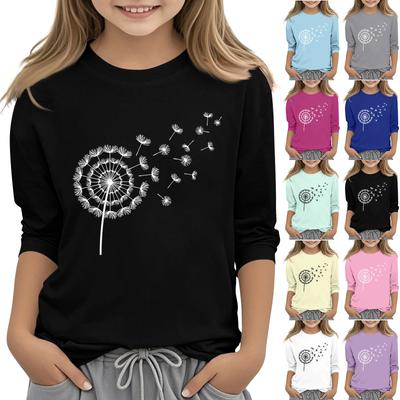 Children's 7-point Sleeved Round Neck Top Stylish Everyday Casual T-shirt