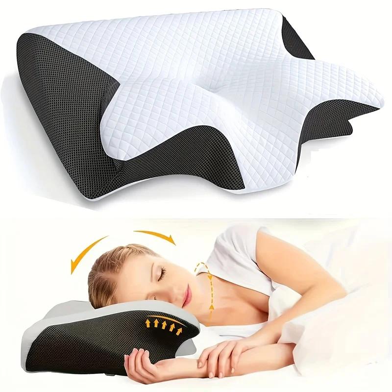 Black Butterfly Shape Memory Foam Cervical Pillow Ergonomic Orthopedic Slow Rebound Neck Pain Support Pillow