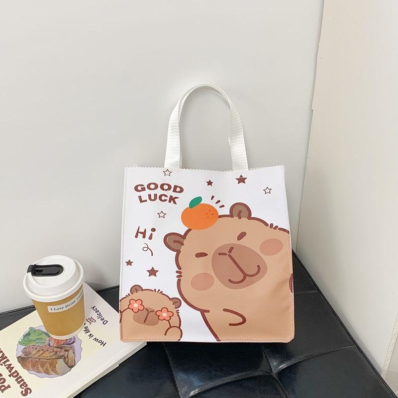 Large Capacity Handbag Simple Animation Cartoon Printing Handbag Shopping Bag Cute Cartoon Commuter Women's Bag