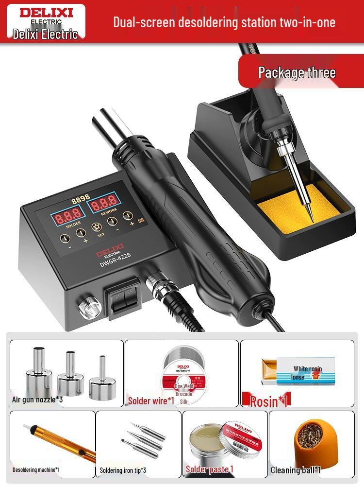 Delixi 306D High-Frequency Adjustable Temperature Soldering Station and Iron.