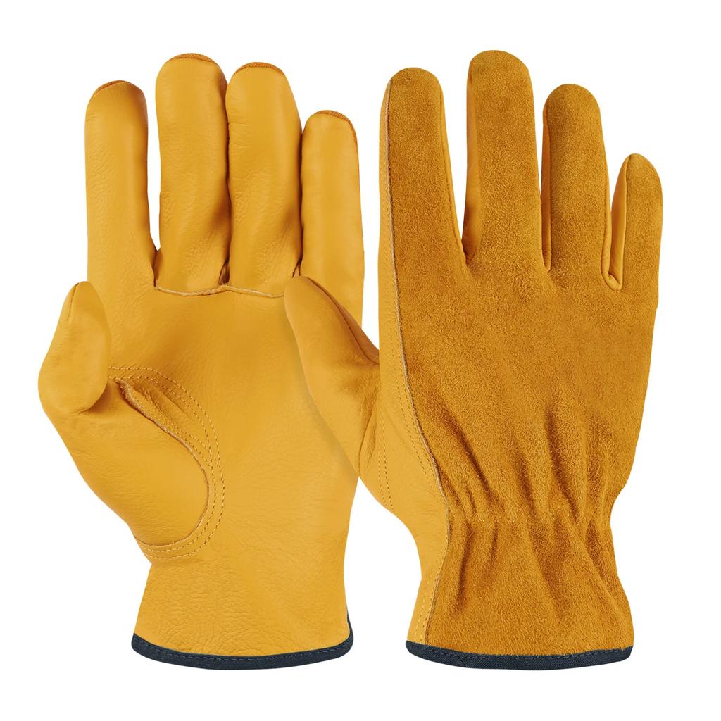 Men/Women Work Gloves Soft Cowhide Driver Hunting Driving Farm Garden Thorn-proof Welding Security Protection Mechanic Glove