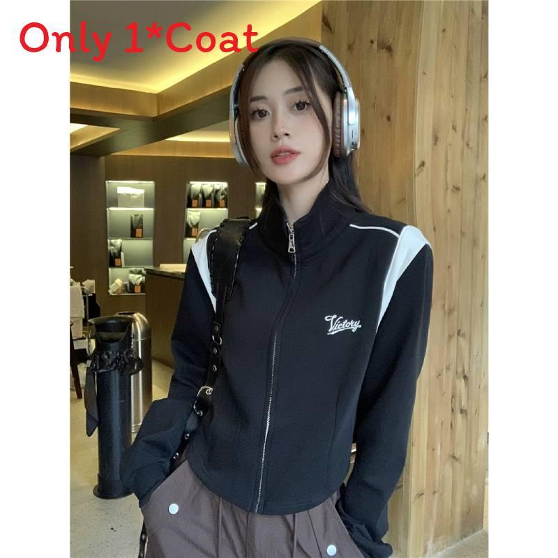 Felpa con cappuccio a maniche lunghe in stile americano classico con cerniera per ufficio casual da donna