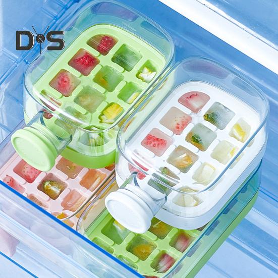 Water Bottle Ice Tray Press-to-Cold 2-in-1 Ice Cube Mold & Kettle Quick Ice Making Portable Bottle Easy Release Silicone Mold Touch-Free Freezer Cup
