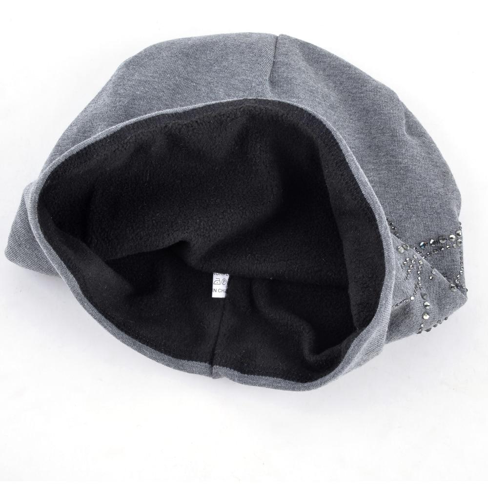 Female Beanie Autumn And Winter Caps Hip-hop Cap Flower Rhinestone Hats For Women Beanies Lady Hat