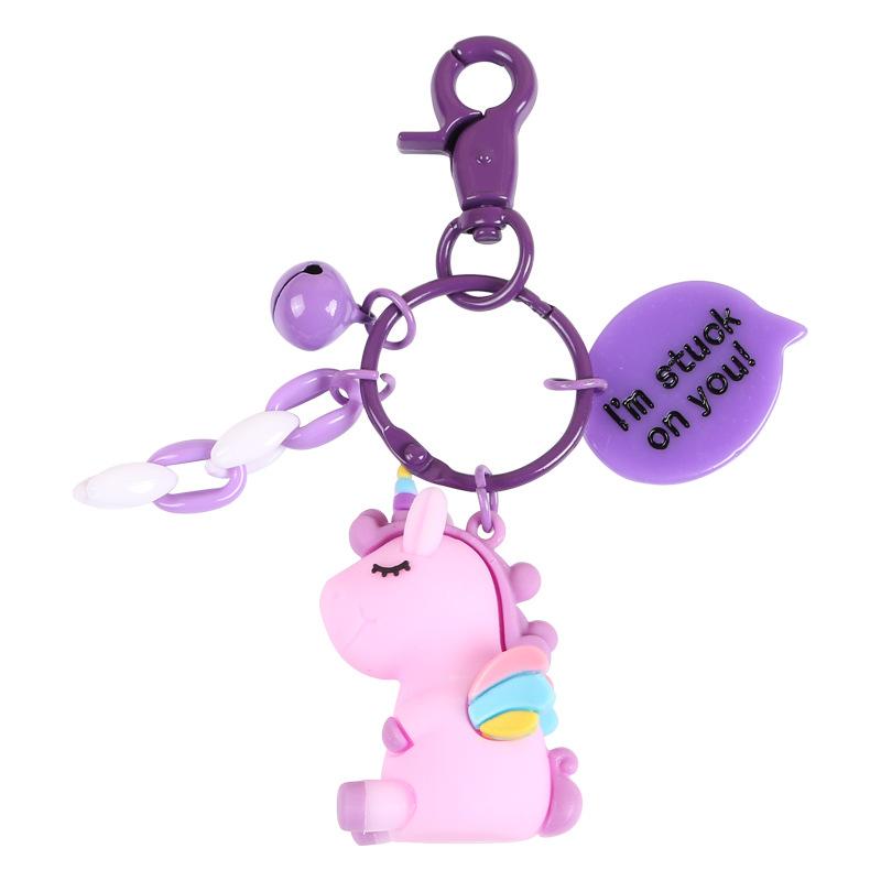 Creative Cartoon Rainbow Horse Unicorn Keychain Female Cute Ins Key Chain Student Schoolbag Pendant Small Gift