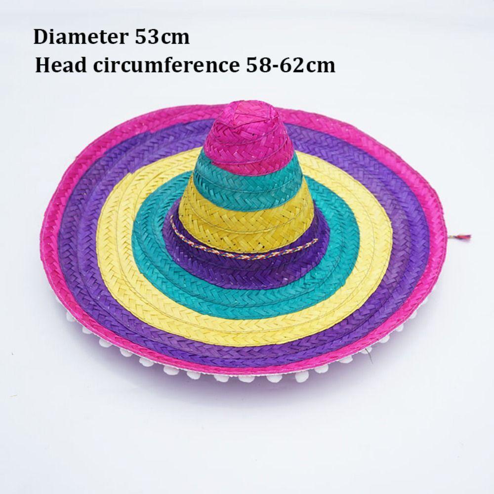 Colorful Straw Hats Mexican Style Men Women Summer Hats New Wide Brim Hats  for Halloween Party