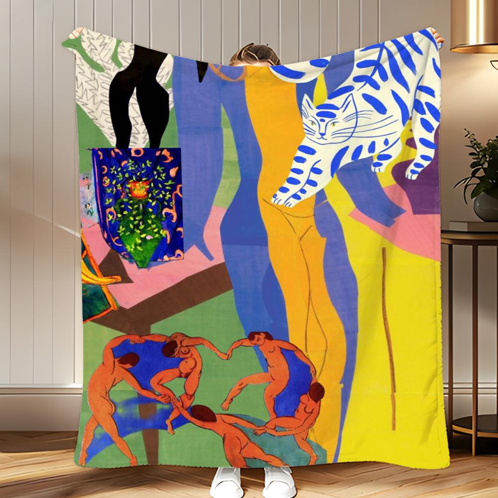 

artwork Henri Matisse Painting Throw Soft Coral Fleece Blanket 310gsm Fluffy Warm Throw for Sofa Bed Couch Bedroom Decor 75x100cm