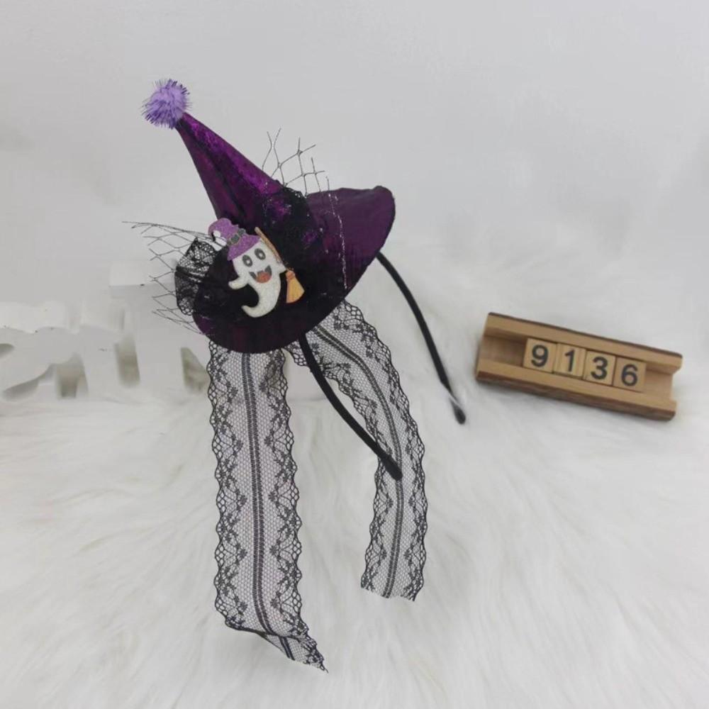 Lace Halloween Witch Hat Hair Hoop Cartoon Cone Hat Headband Halloween Party Hair Band  Photo Props