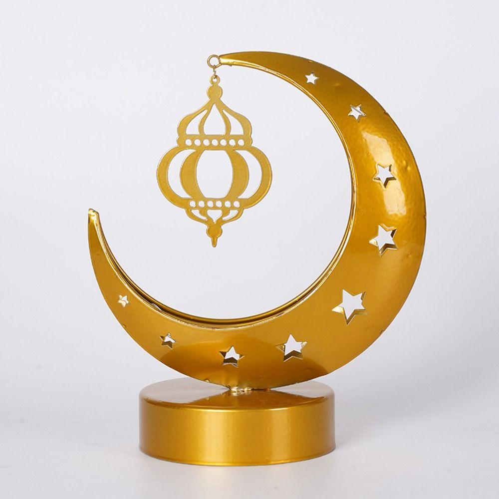 Wrought Iron Hollow Ramadan Desk Lamp Metal Art Design Ramadan Decorative Light  Bedroom Lighting