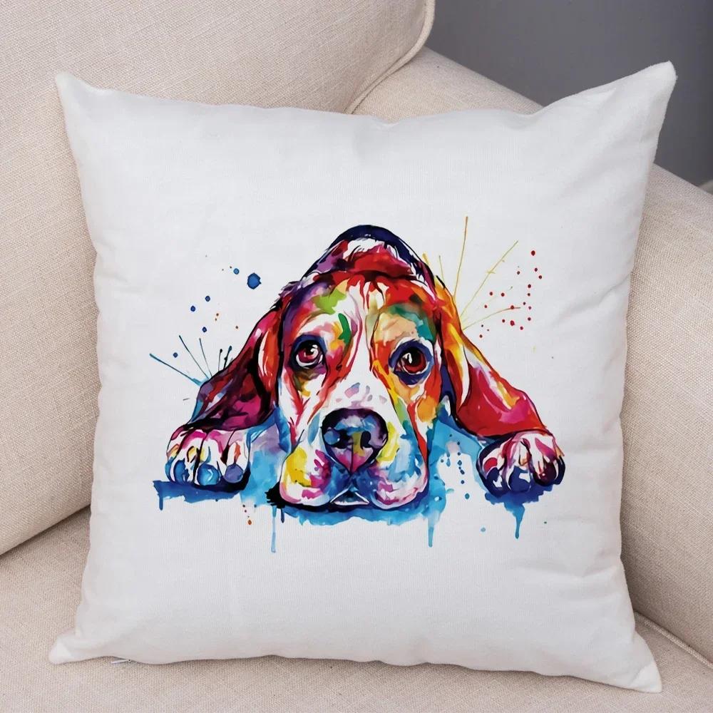 Super Cute Water Dog Cushion Cover Double Print Decor Pet Animal Pillowcase Soft Plush Pillow Case for Car Sofa Home,(7)