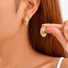 Unique Stainless Steel C-Shaped Hoop Earrings for Women, 18K Gold Plated Cubic Zircon Polished Earrings, Fashion Jewelry
