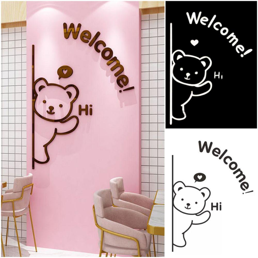Shopwindow Sticker Door Decals Black White Embossed Wallpaper Welcome Wall Stickers  Glassdoor