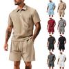 2026 Summer Fashion Sports Style Short Two Piece Set Men's Casual Solid Color Jacquard Short Sleeves Pullover POLO Shirt Shorts 2 Piece Sets