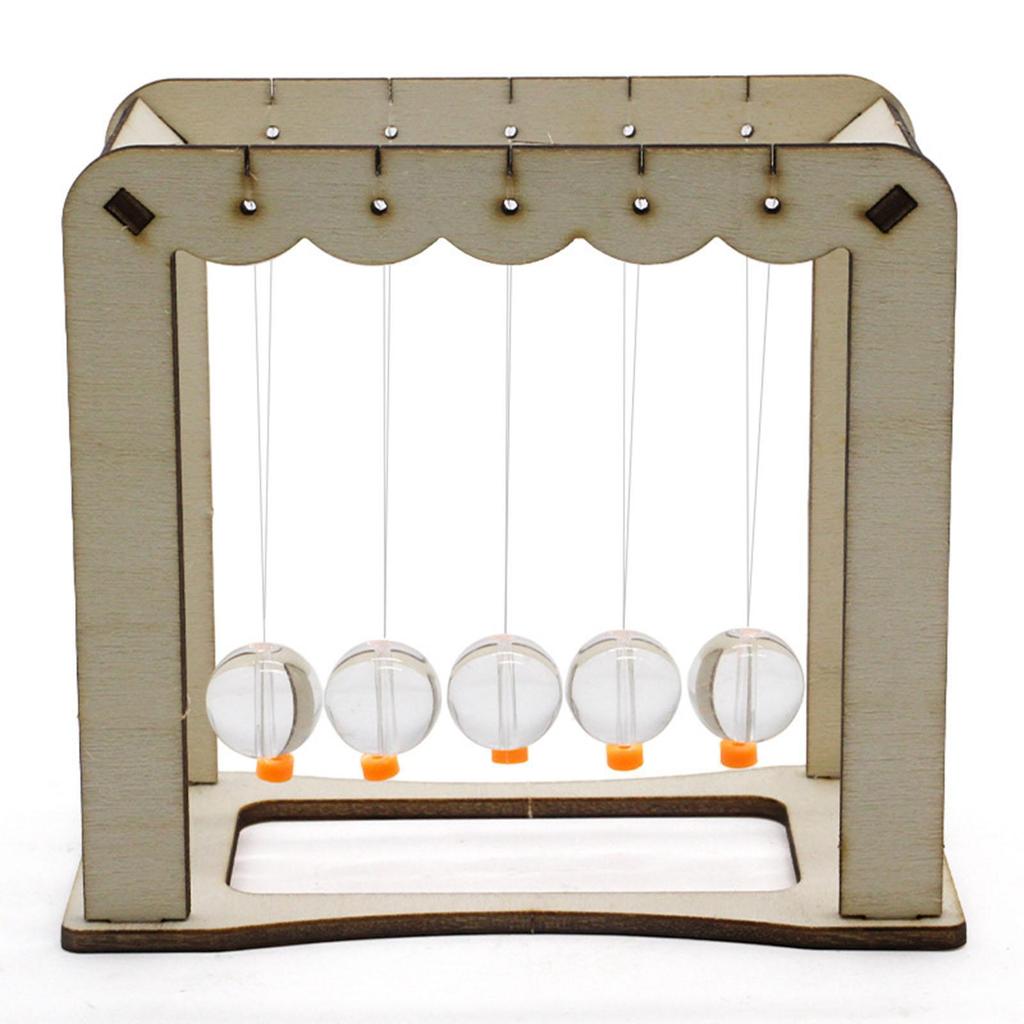 Newtons Cradle Balance Balls DIY Assembly Wooden Base Ball for Home Ornament Adults and Kids