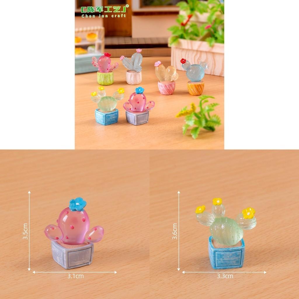 Glow In The Dark Miniature Cactus Resin Figurine Creative Desktop Decoration