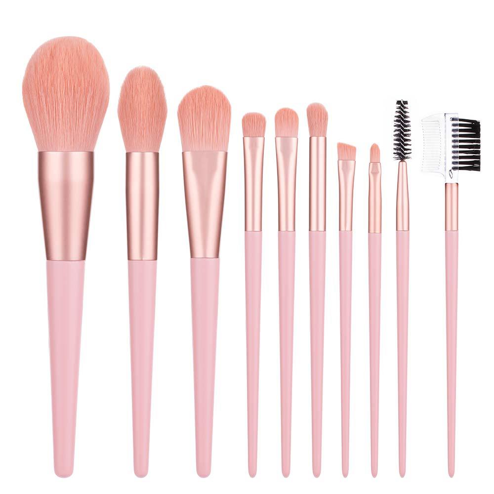 10 Pink Makeup Brushes with Cover Brushes Portable Soft Foundation Brushes Loose Powder Brushes Eyeshadow Brushes Makeup Tools