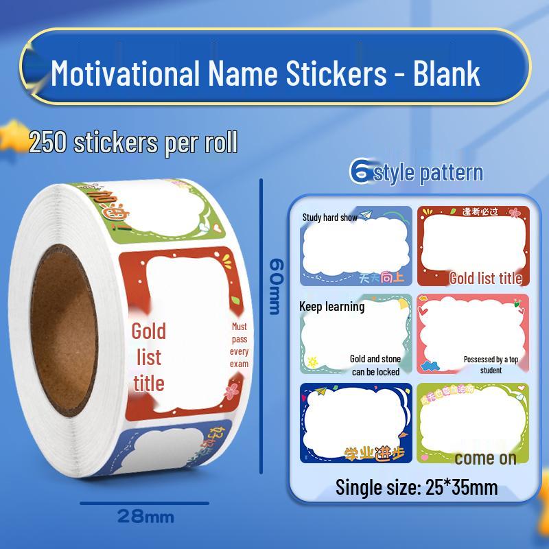 250 Tear-Resistant Cartoon Name Stickers for Kindergarten & First Grade Students