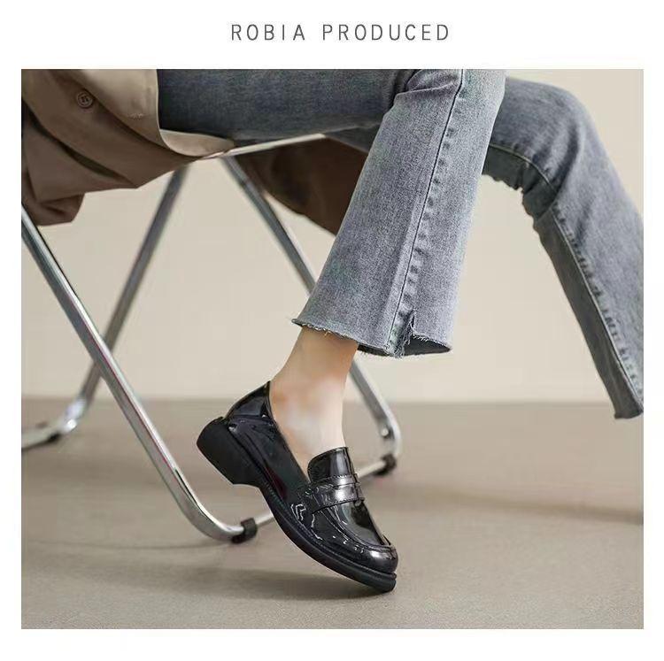 Retro British style small leather shoes women's 2024 autumn single shoes loafers one pedal Japanese soft-soled black jk shoes