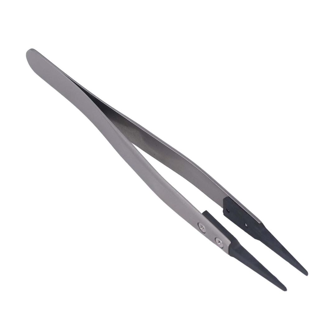 Round Elbow Tweezers Antistatic Tweezers with Interchangeable Plastic Tip for Electronic Repair