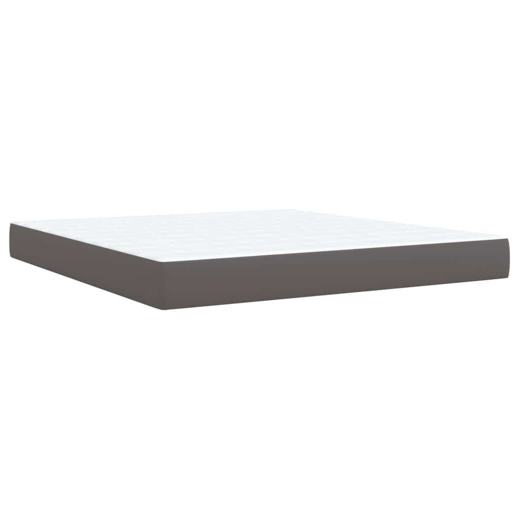 Box Spring Bed with Mattress Gray 180 x 200 cm Faux Leather