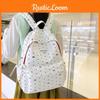 Letter Dot Printed Versatile Backpack With Lightweight Nylon For Travel School