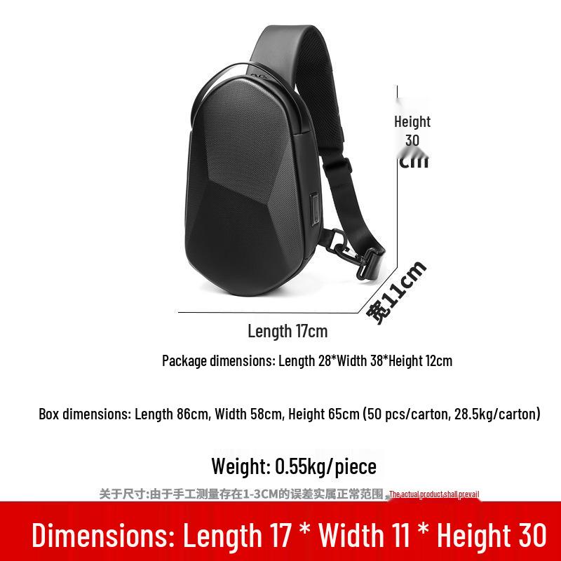 Men s High-End Crossbody Chest Bag - Stylish Single Shoulder Travel Backpack чёрный