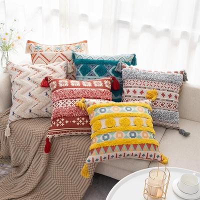 Boho Throw Pillow Case 45x45 Tufted Cotton And Linen Home Decor Pillow Tassel Cushion Covers Fundas De Cojines Household