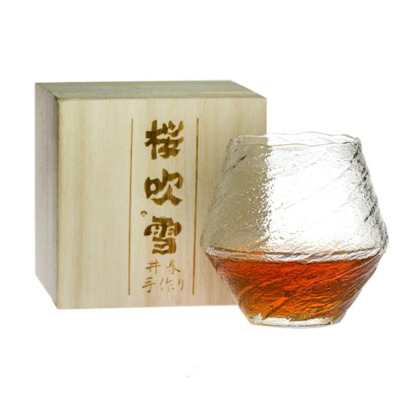 

Japan Edo Blowing Snow Artwork Whiskey Neat Glass Wood Gift Box Niche Liquor Xo Whisky Crystal Wine Glass Cognac Brandy Snifter 420ml