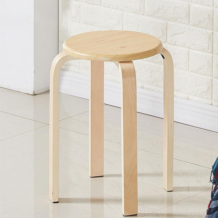 Colorful Stackable Bentwood Stools: Fashionable Round Wooden Dining & Shoe Changing Stools