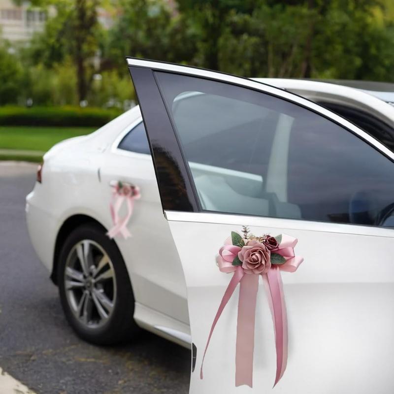 1/2/4 Stück Künstliche Blumen Dekoration Außen Auto Spiegel Tür Romantisches Blumen Hochzeitsband Künstliche Blume Deko Zubehör Valentinstag