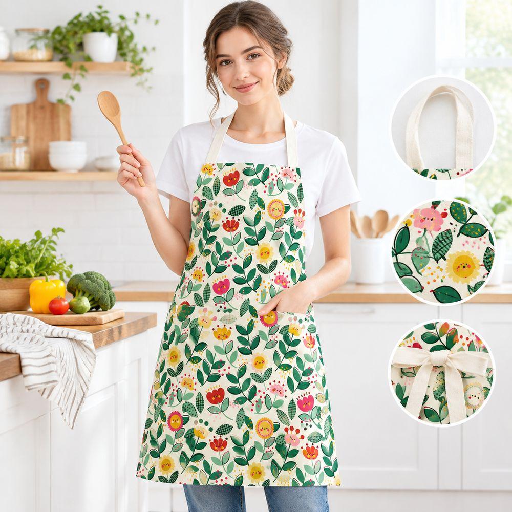 Flower Print Floral Print Apron Soft Fabric Baking Aprons New Plant Aprons Baking