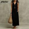 JPNTKY Women's Fashion Summer Spring Solid Color V-Neck Sleeveless Print Casual Dresses